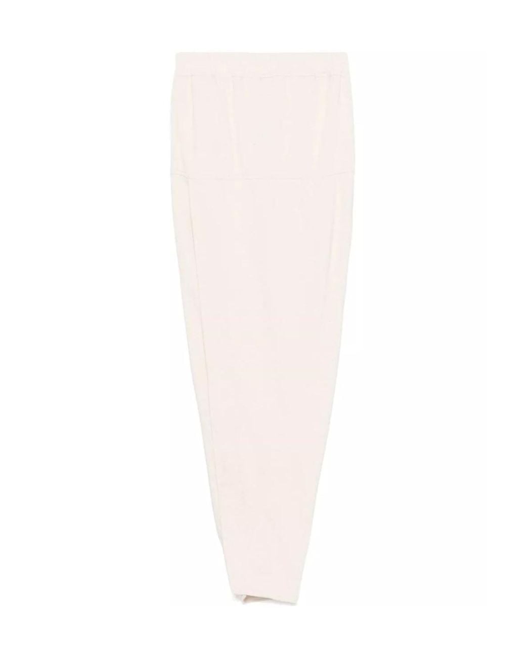 Rick Owens White Drawstring Pull-On Pillar Maxi Skirt