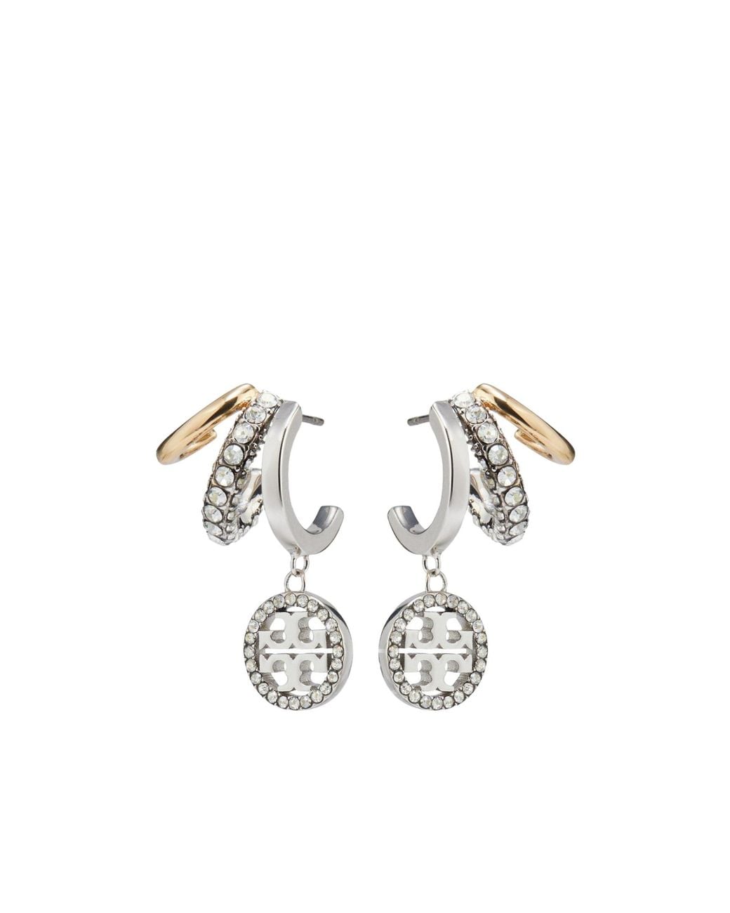 Tory Burch White Miller Pavé Teardrop Earrings