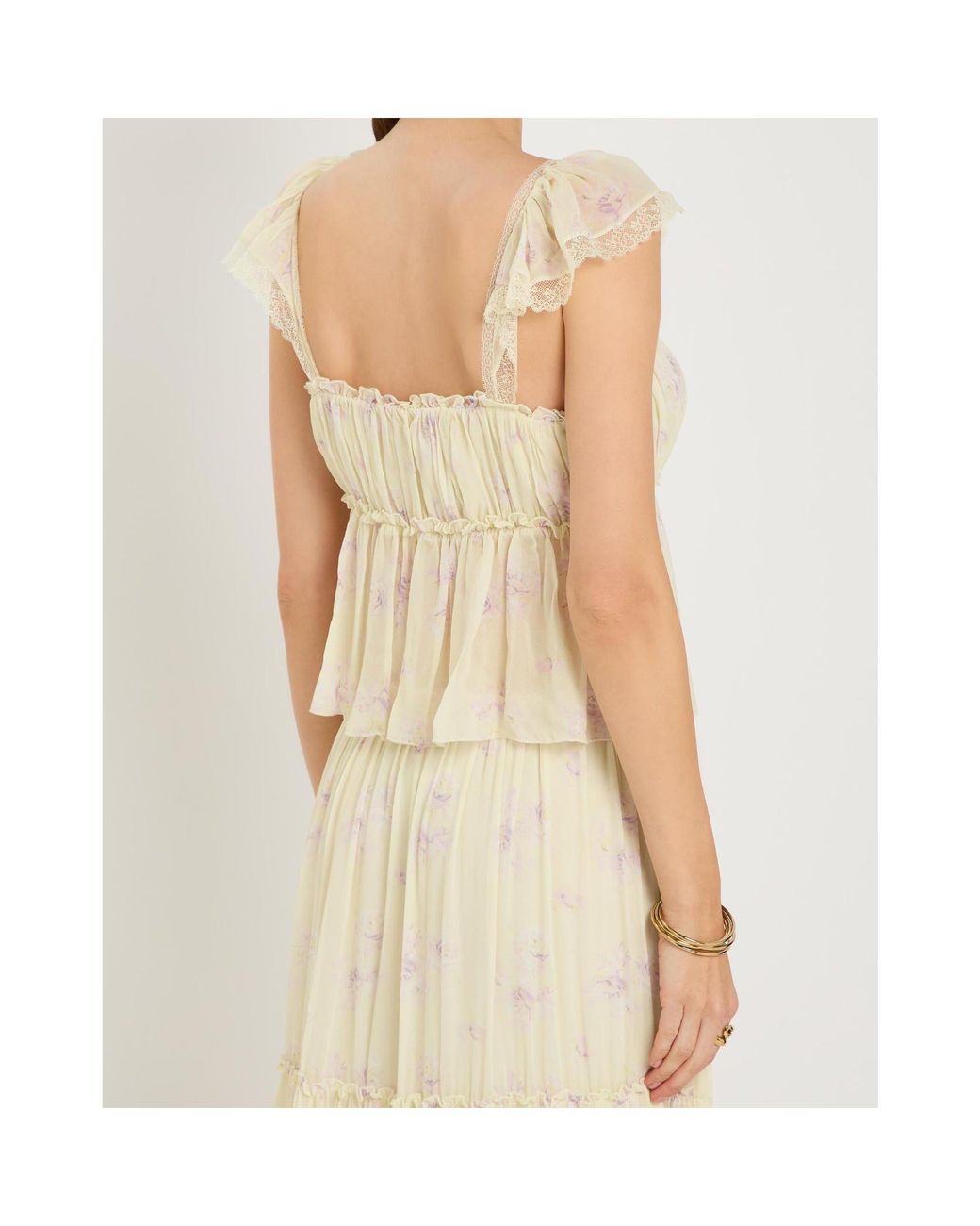 LoveShackFancy White Floral Print Top