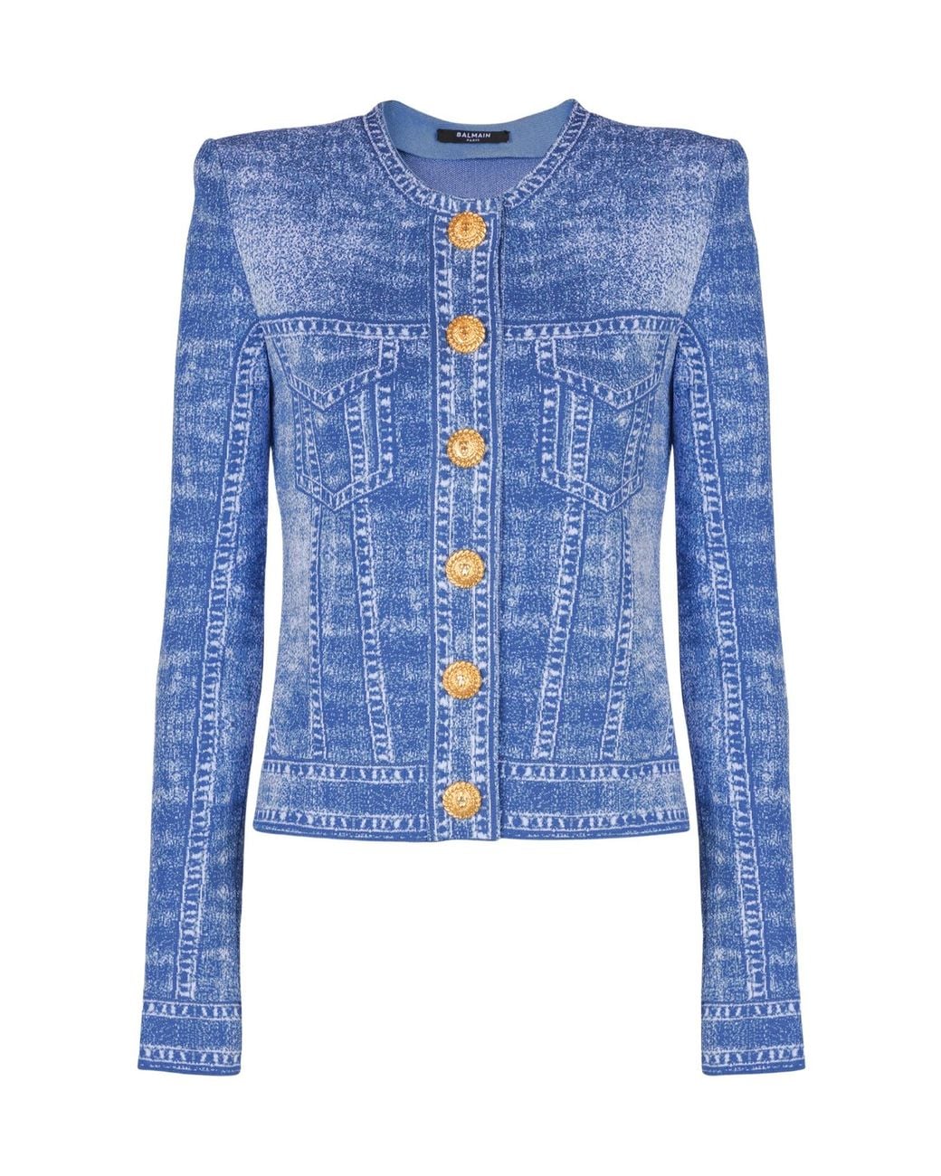 Balmain Blue Snap-Button Cardigan