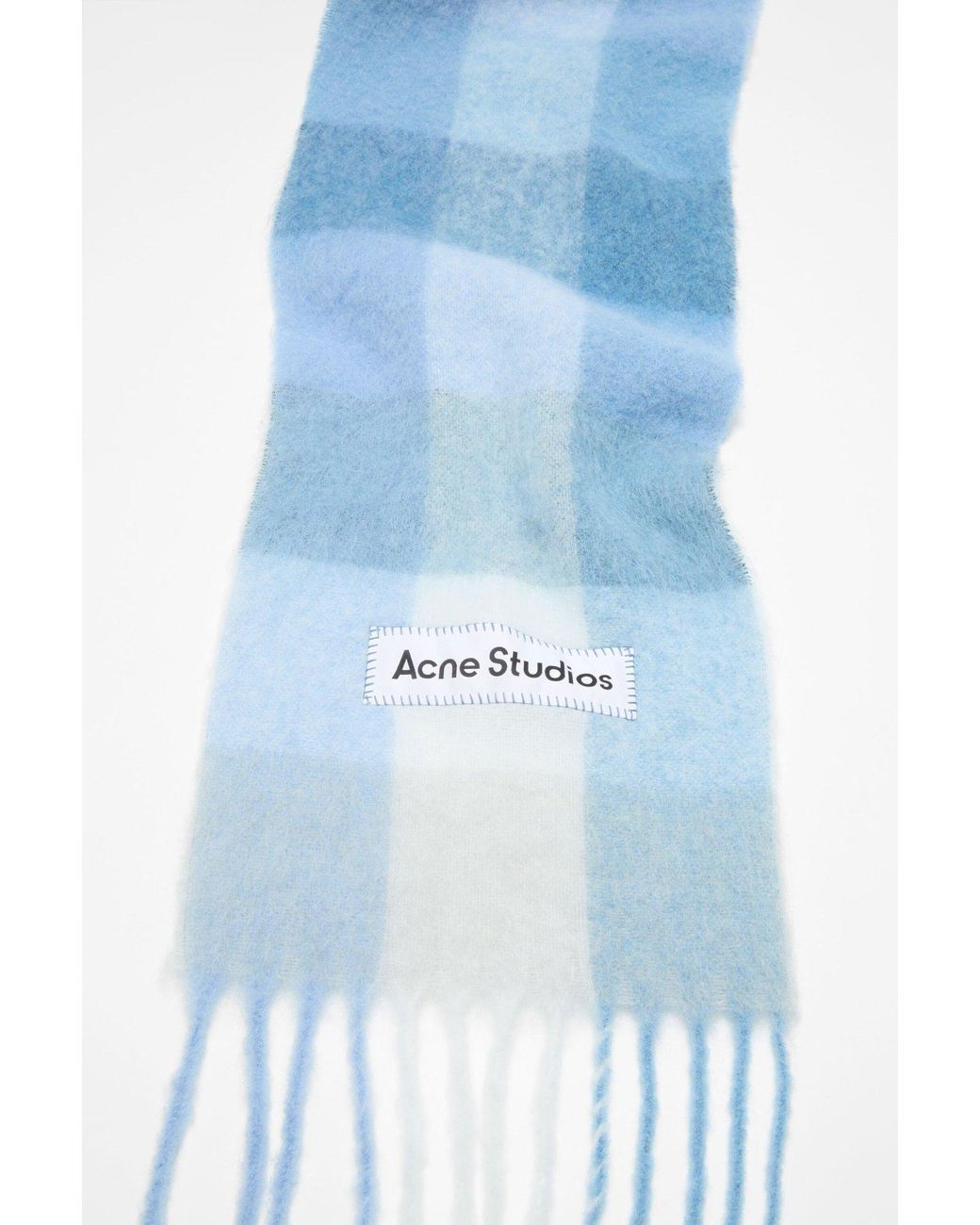 Acne Blue Mohair Check Scarf for men