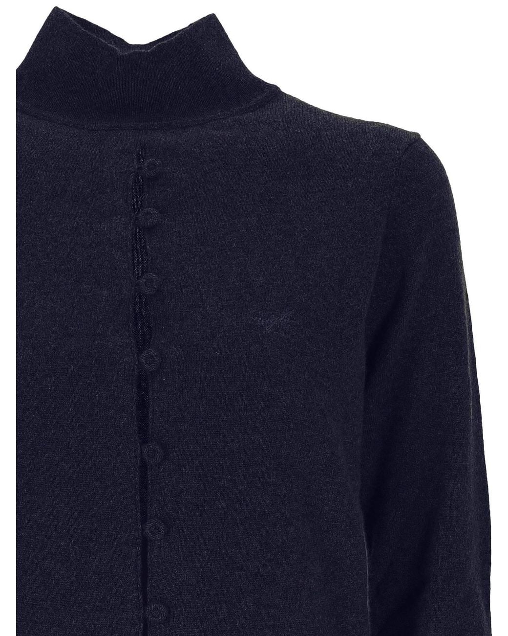 Mugler Blue Cashmere Open Cardigan