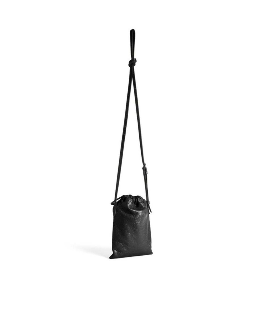 Balenciaga White Shopper Drawstring Phone Holder for men