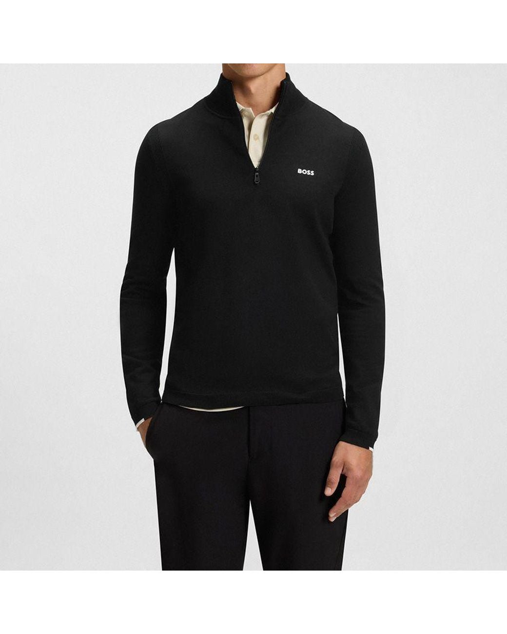 Boss Black Boss Zip Collar Sweater for men
