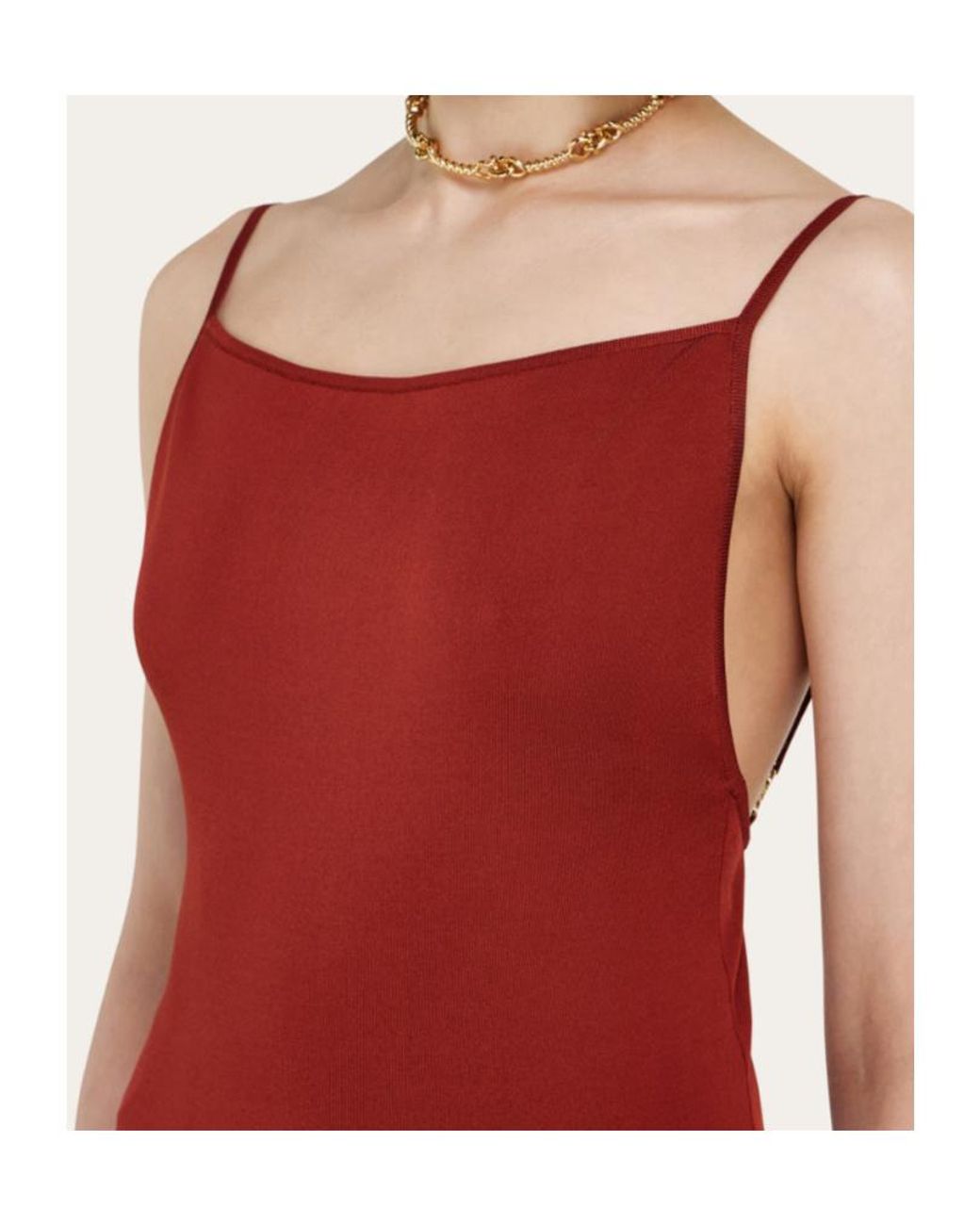 Ferragamo Red Knitted Slip Dress