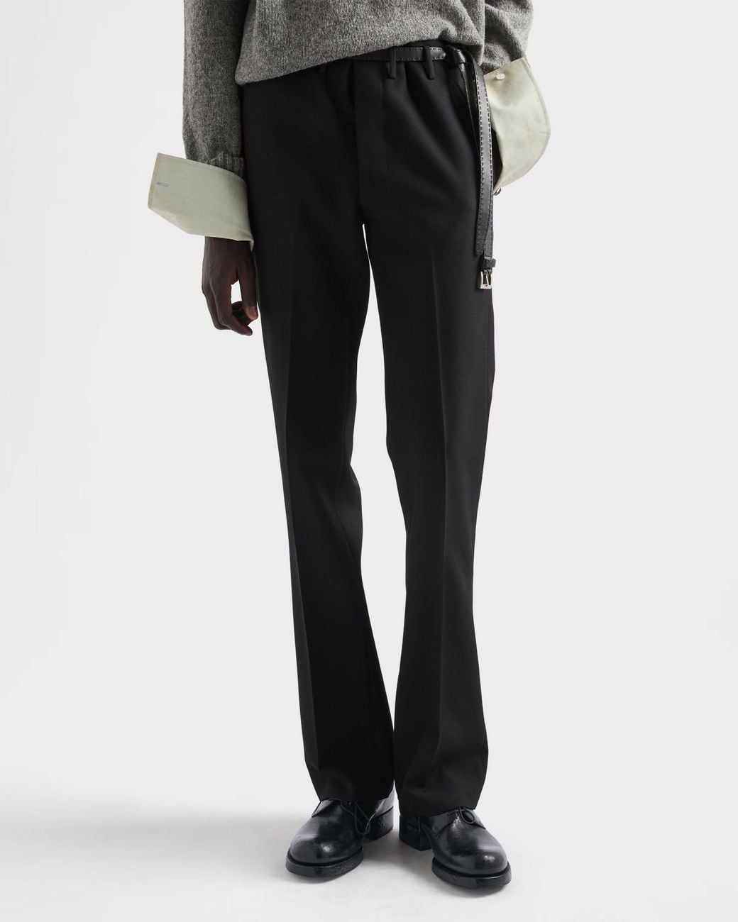 Prada Black Polished Derby Shoes for men