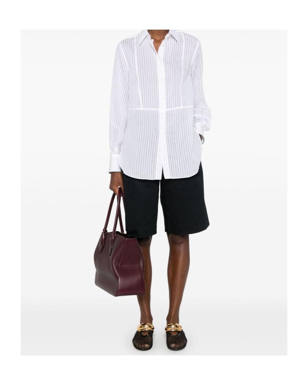 Brunello Cucinelli White Striped Shirt