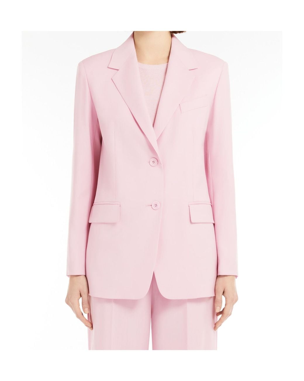 Weekend by Maxmara Pink Single-Breasted Wool-Blend Canvas Blazer