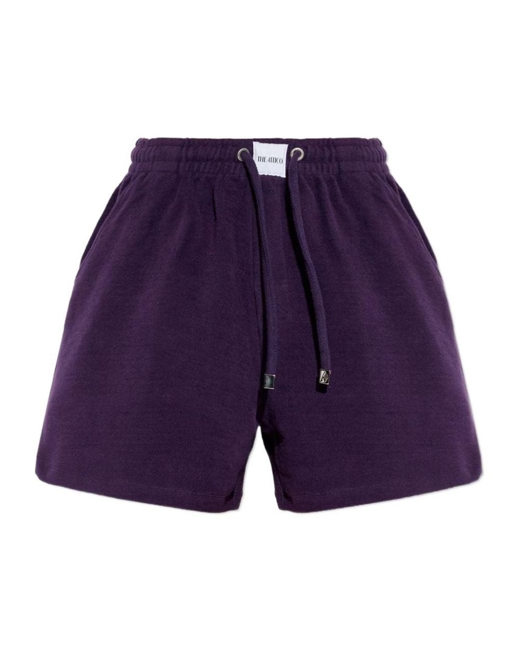 The Attico Purple The Logo Patch Drawstring Shorts