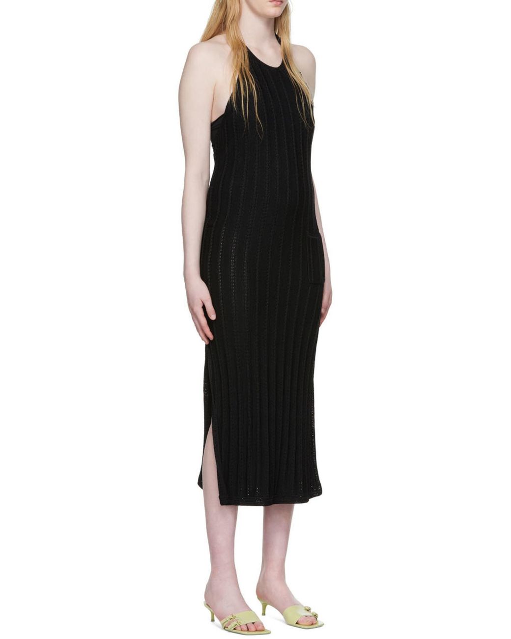 Ganni Black Knit Halter Midi Dress