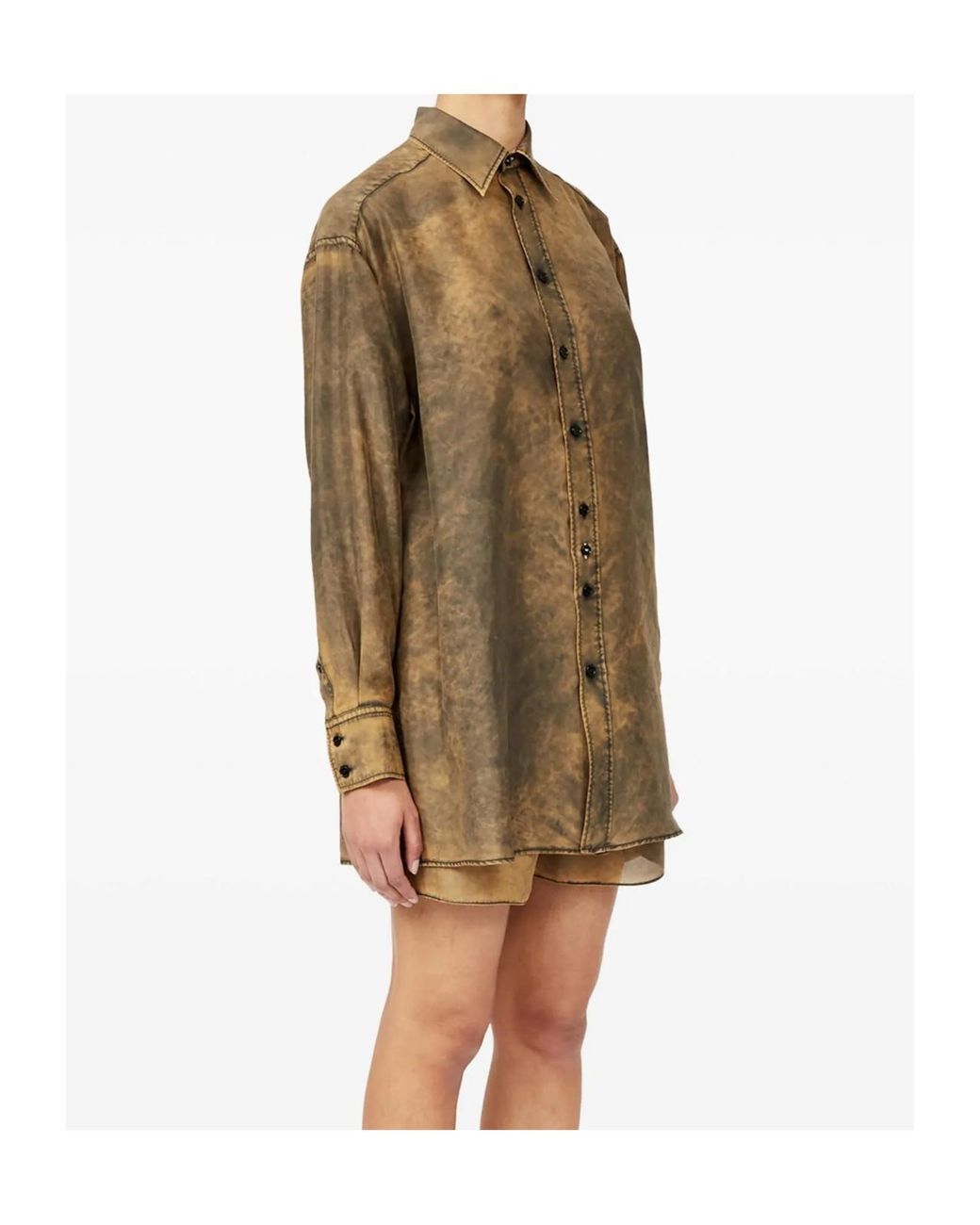 MM6 by Maison Margiela Brown Cut-Out Detailed Tie-Dye Shirt