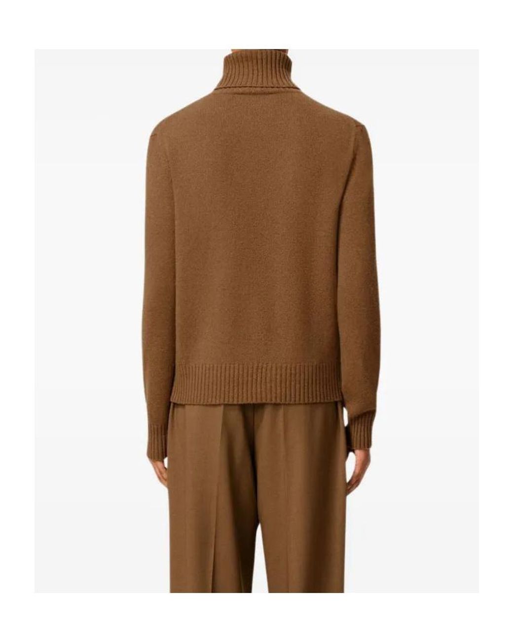 AMI Brown Roll Neck Ribbed Hem Jumper for men
