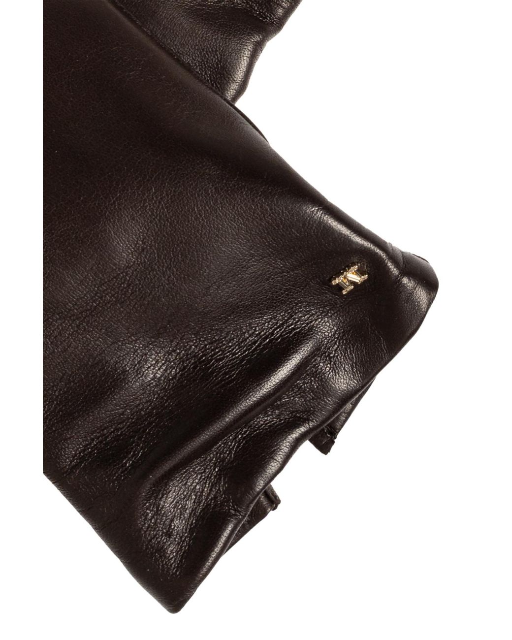 Max Mara Black Spalato Logo-Plaque Leather Gloves