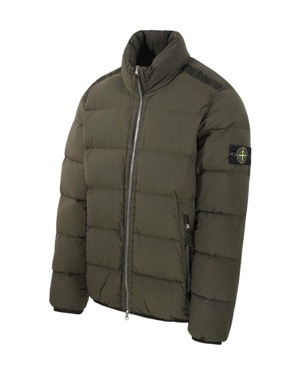 Stone Island Green Compass-Patch Padded Down Jacket for men