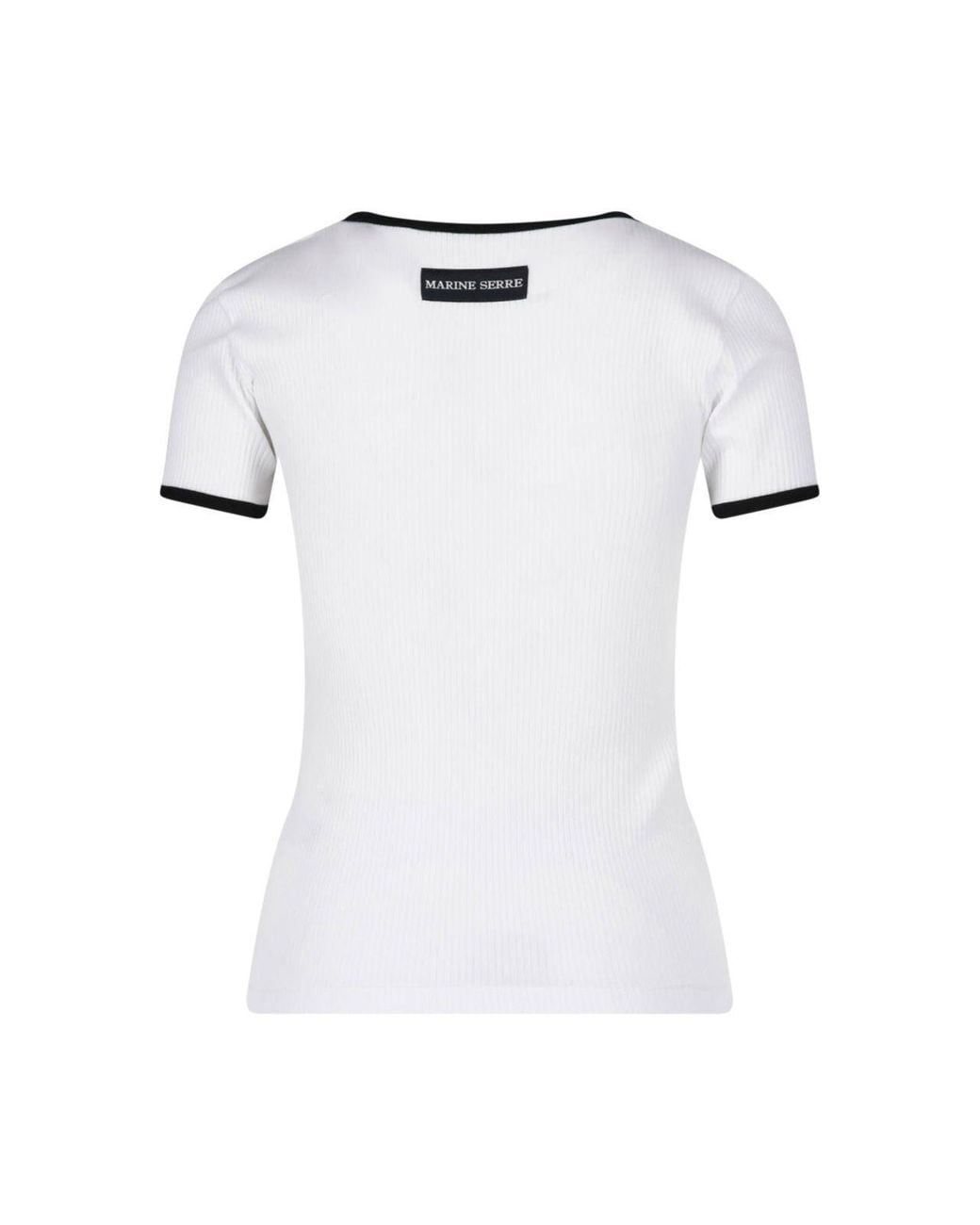 MARINE SERRE White Moon Embroidered Ribbed Top