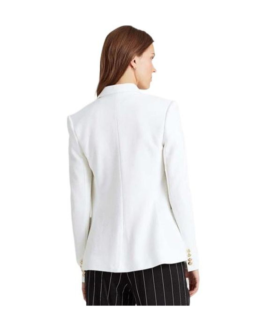 Ralph Lauren White Anfisa Cotton Long Sleeve Monogram Blazer