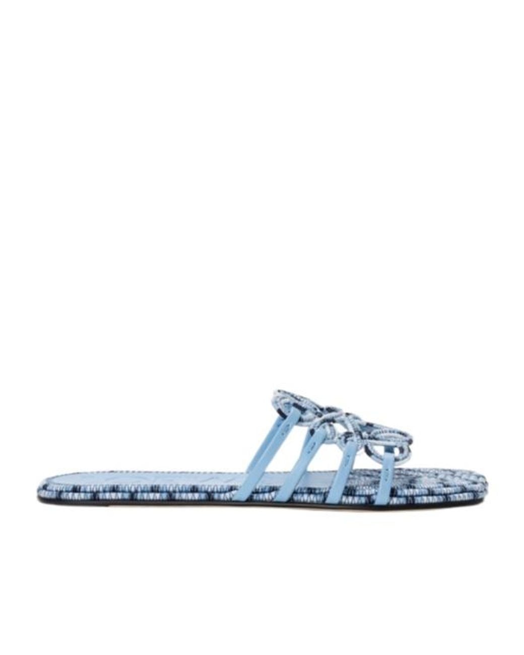 Loewe Blue Petal Anagram Embroidered Sandals