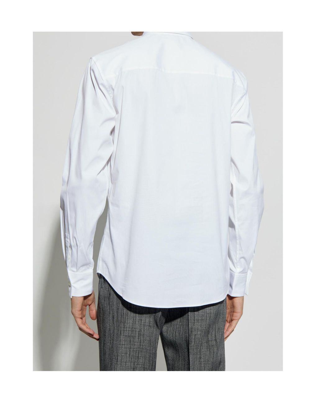 Ferragamo White Ferragamo Logo Embroidered Curved Hem Shirt for men
