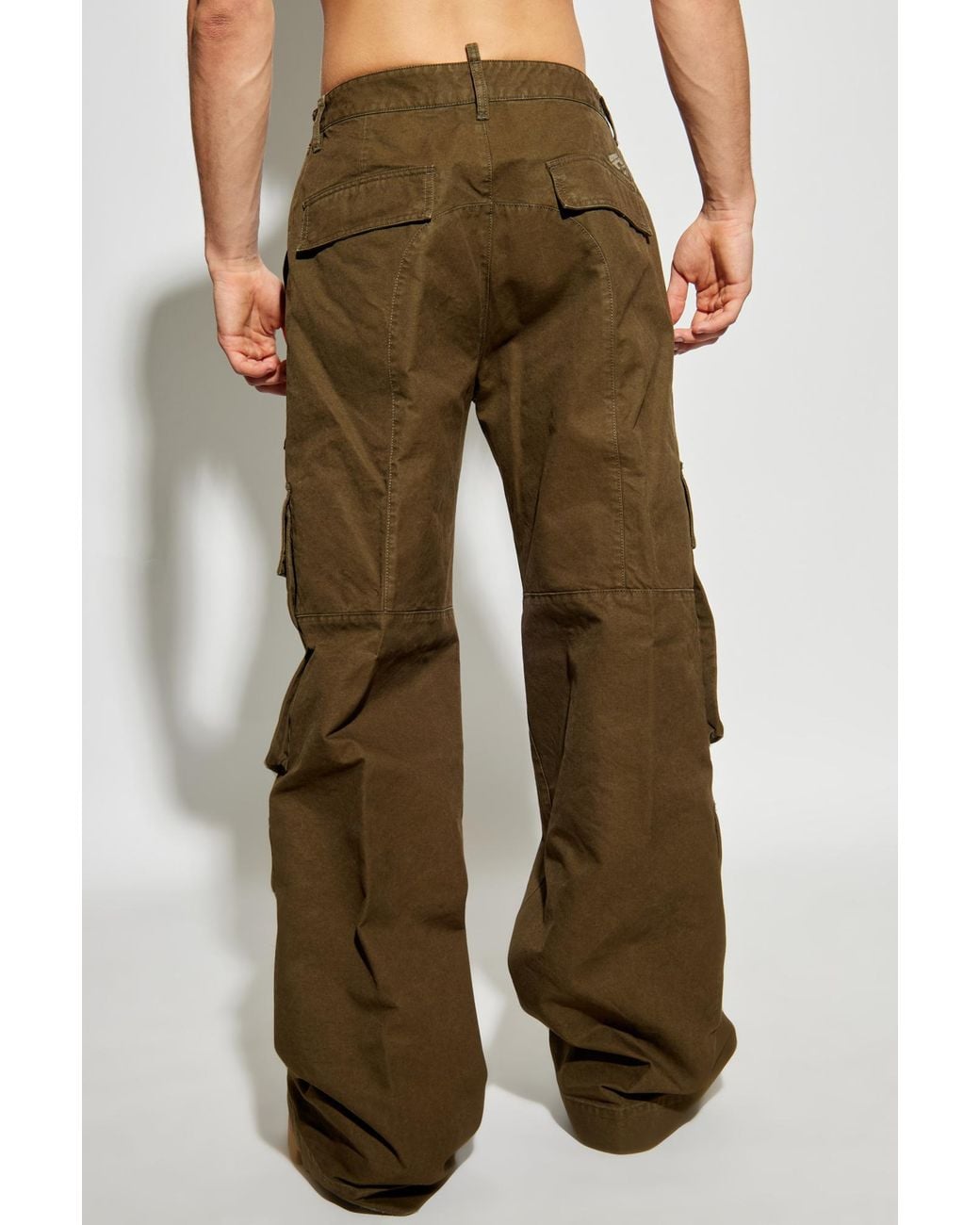 DSquared² Green Icon Logo Embroidered Cargo Pants for men