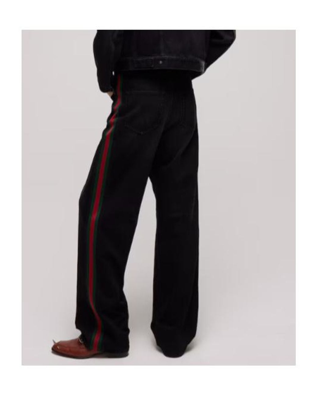 Gucci Black Web Stripe Baggy Jeans for men