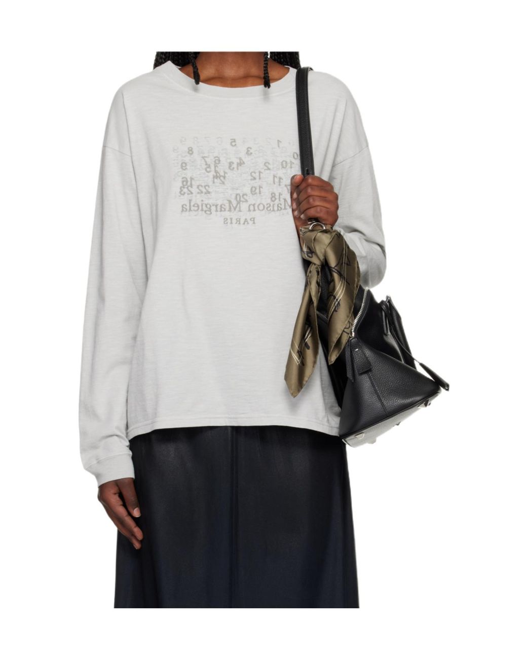Maison Margiela Gray Logo Embroidered T-Shirt