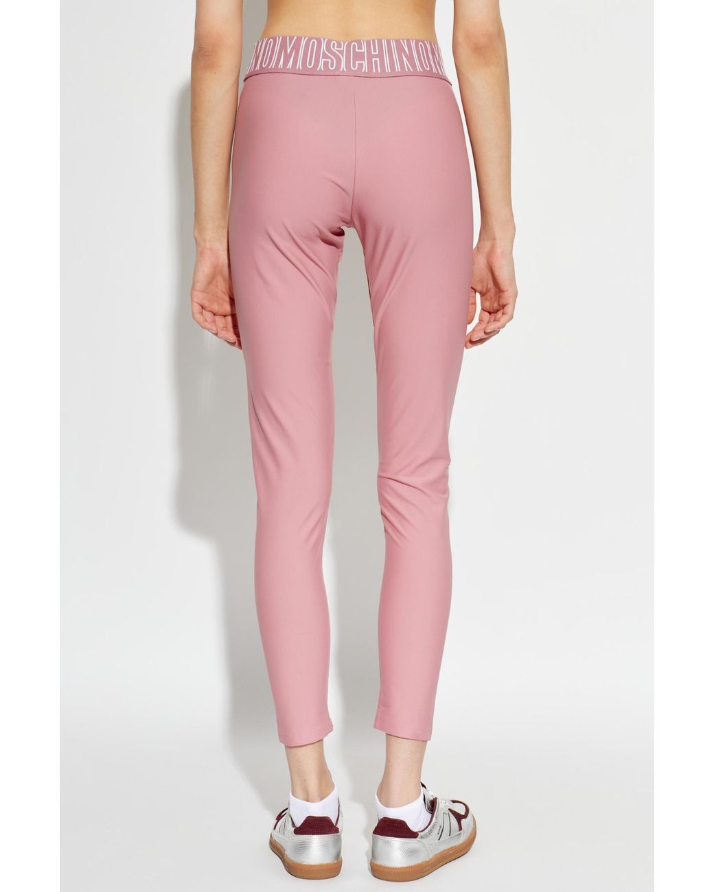 Moschino Pink Logo-Waist Performance Trousers