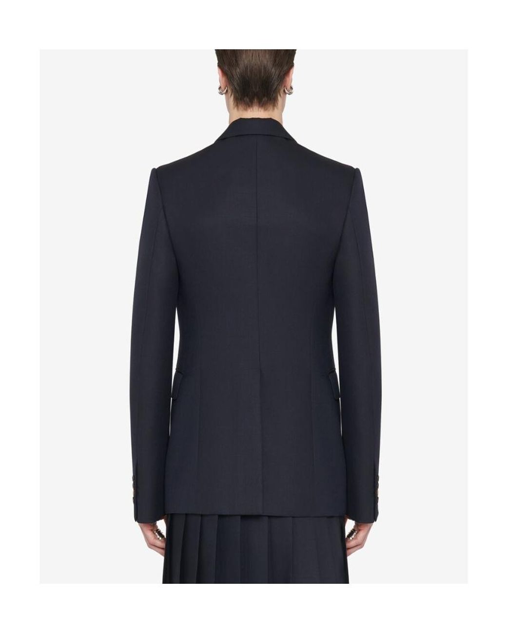 McQueen Blue Double-Breasted Tailored Blazer for men