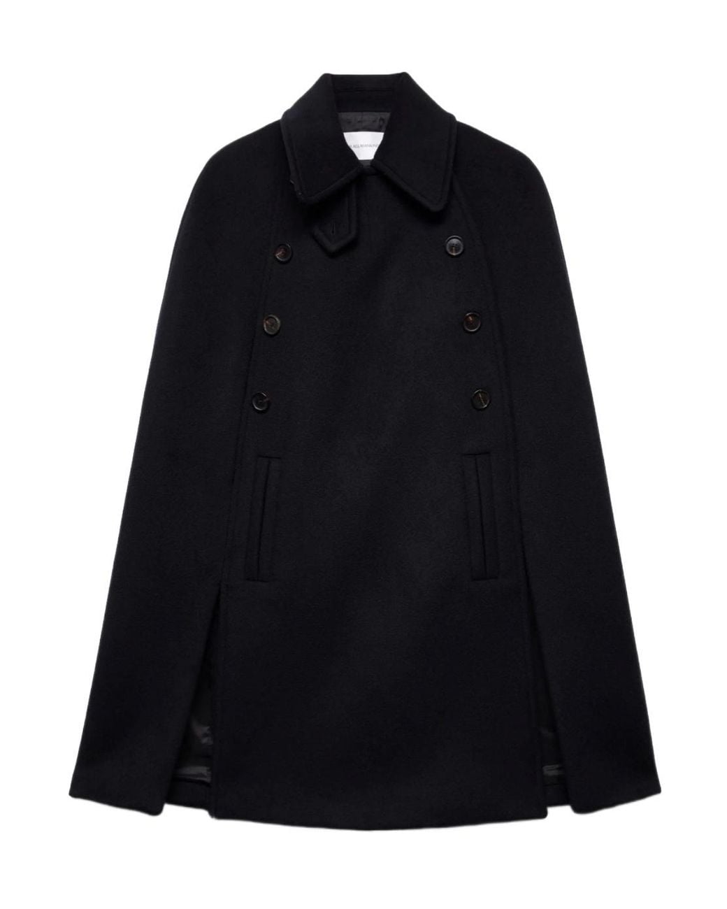 7 For All Mankind Black Double-Breasted Wool Cape