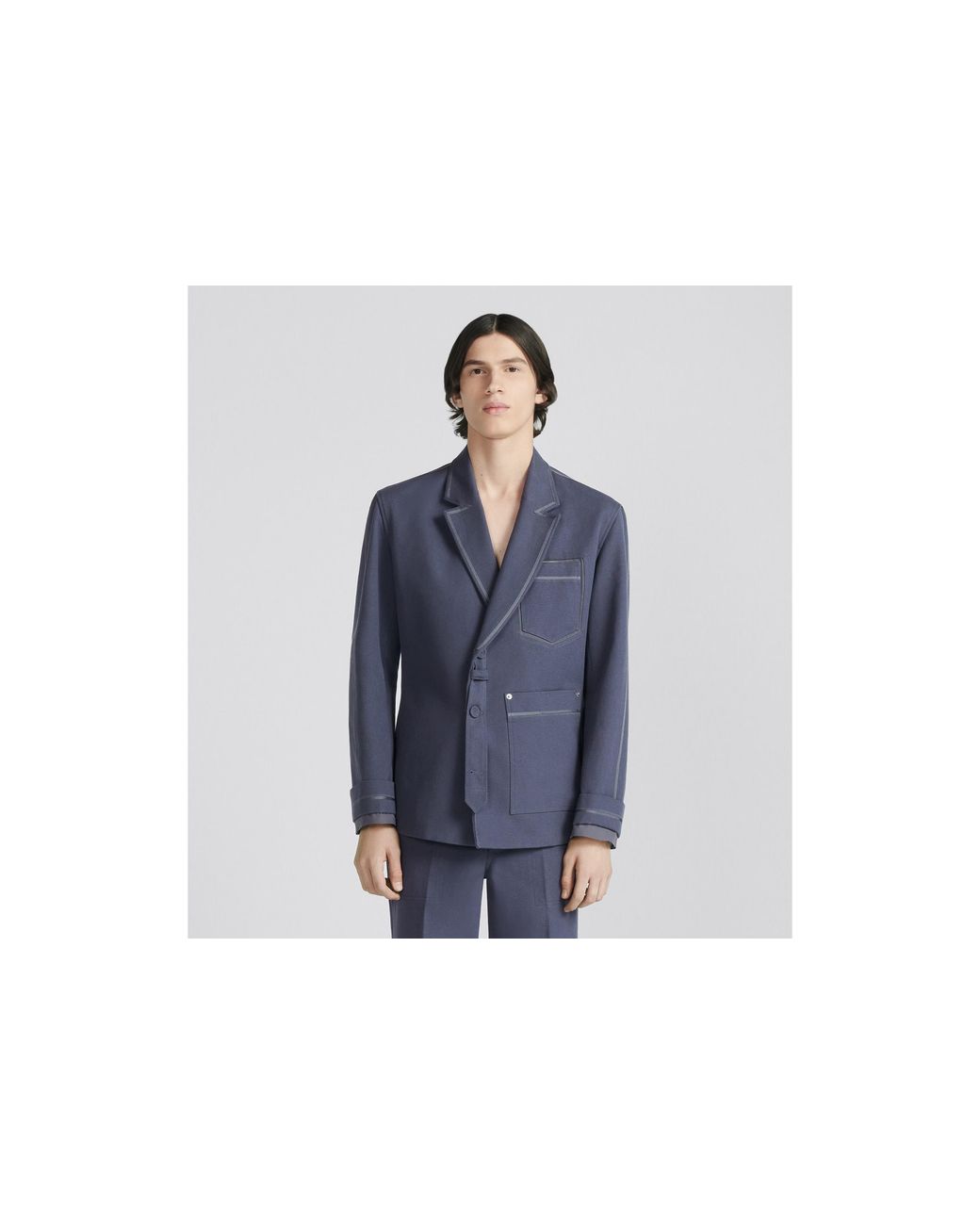 Dior Blue Homme Long Sleeved Belt Detail Jacket for men