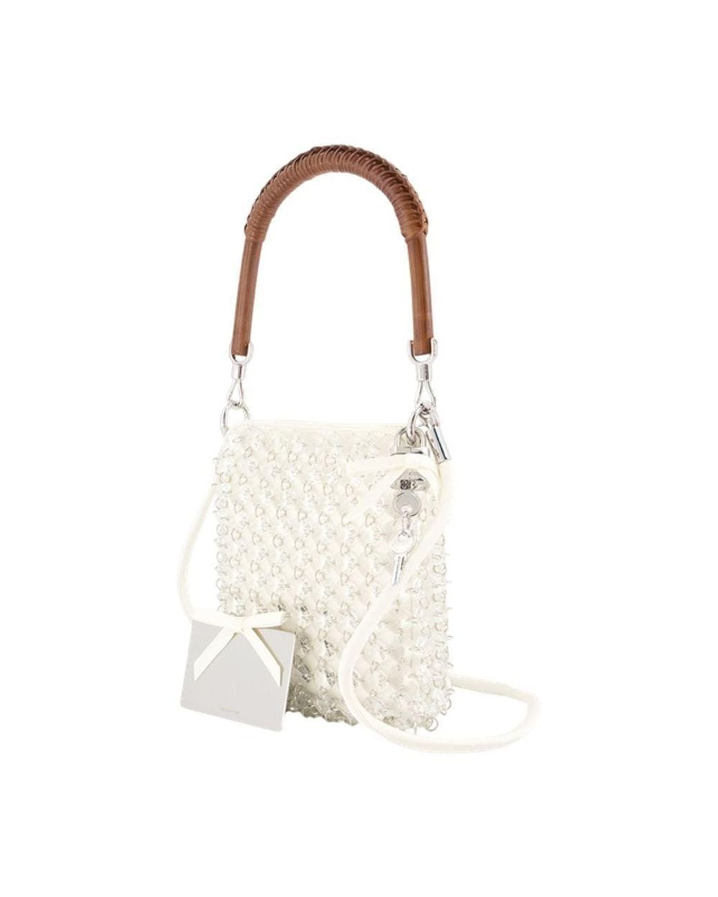 Self-Portrait White Crystal Chain Mini Shoulder Bag