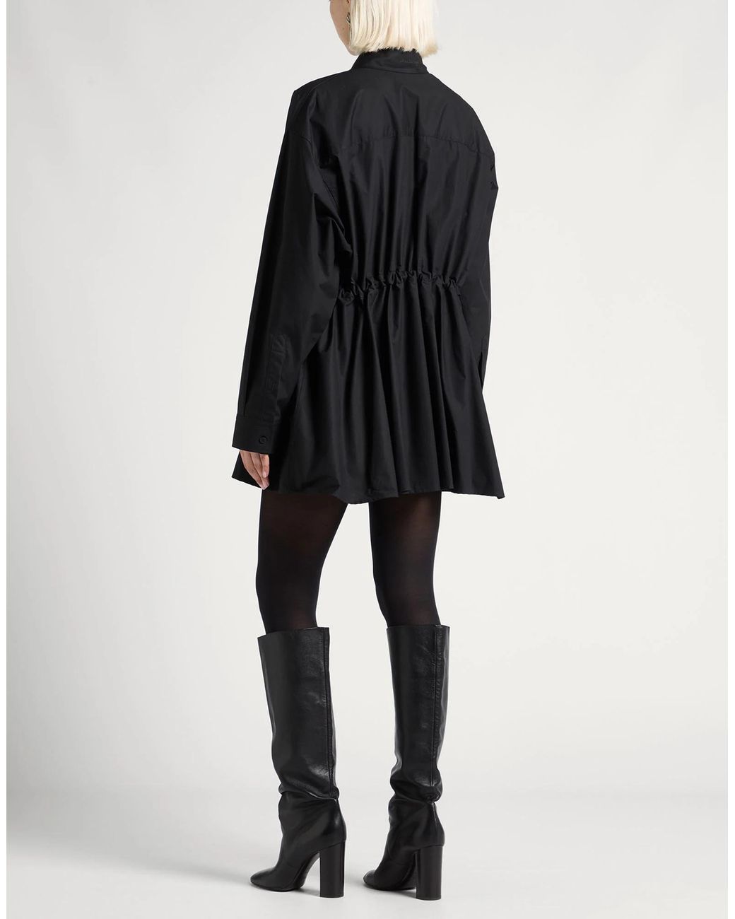 Balenciaga Black Solid Color Long-Sleeve Shirt Dress
