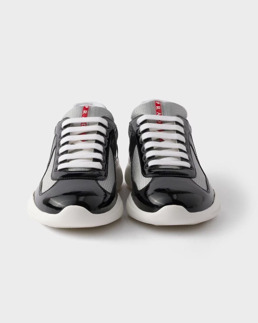 Prada Black Patent Leather And Technical Fabric America's Cup Sneakers for men