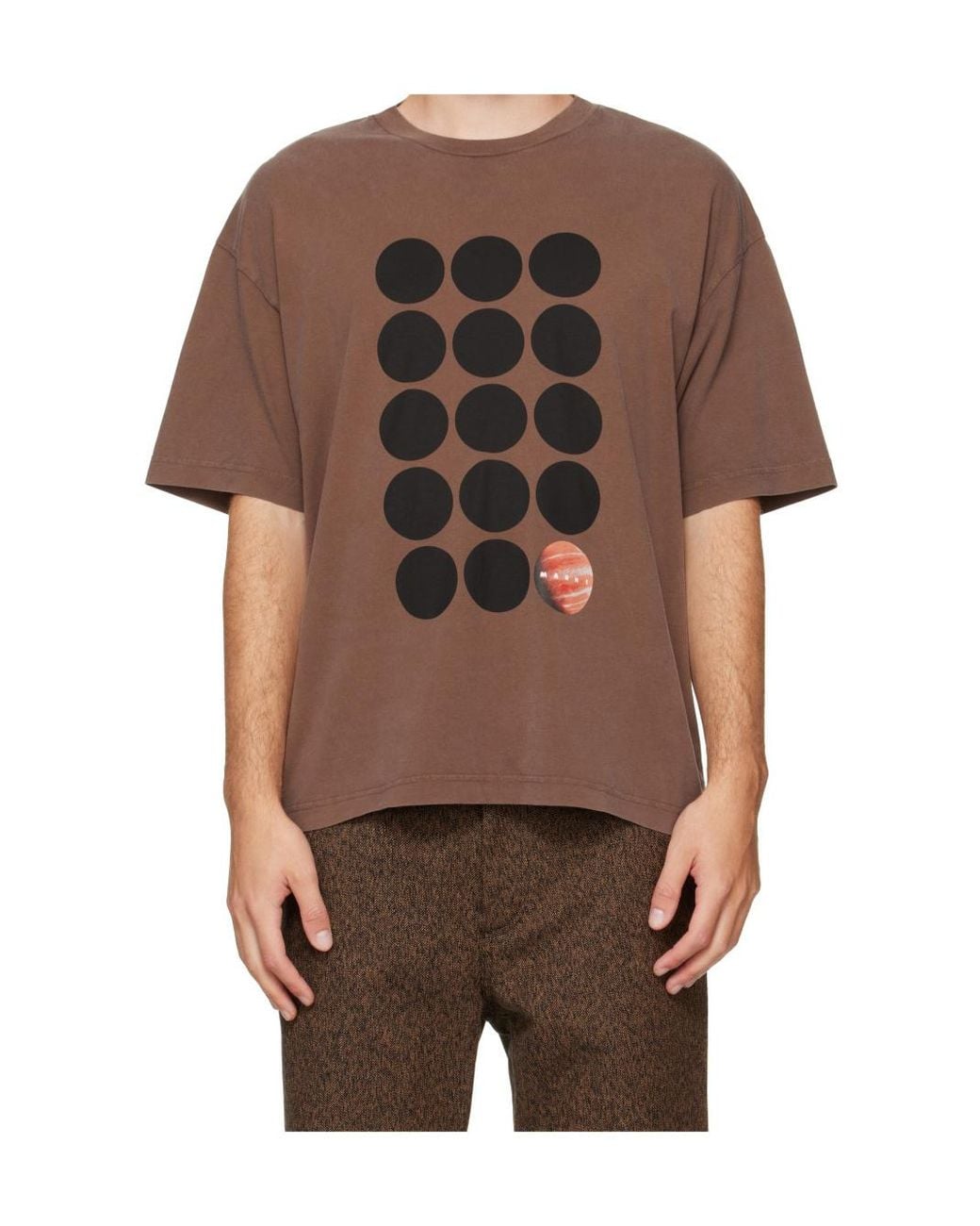 Marni Brown Planet Print T-Shirt for men
