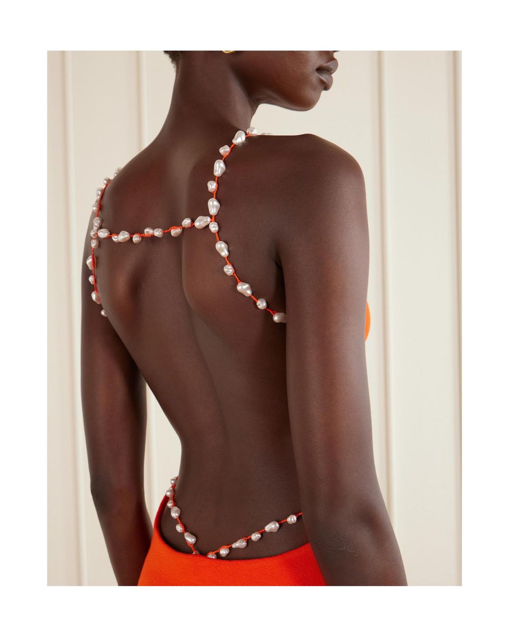 Cult Gaia Orange Open-Back Embellished Stretch Mini Dress