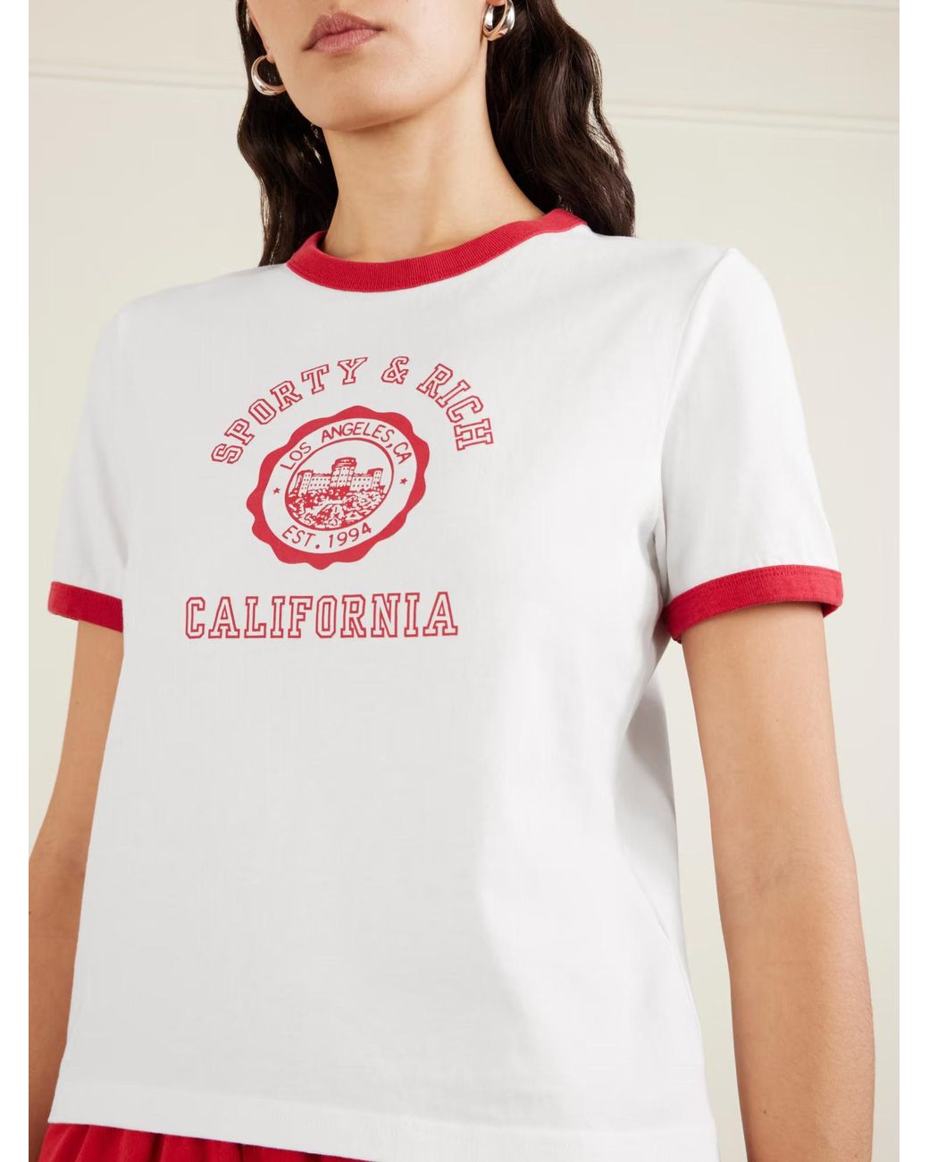 Sporty & Rich White Two-Tone Printed T-Shirt