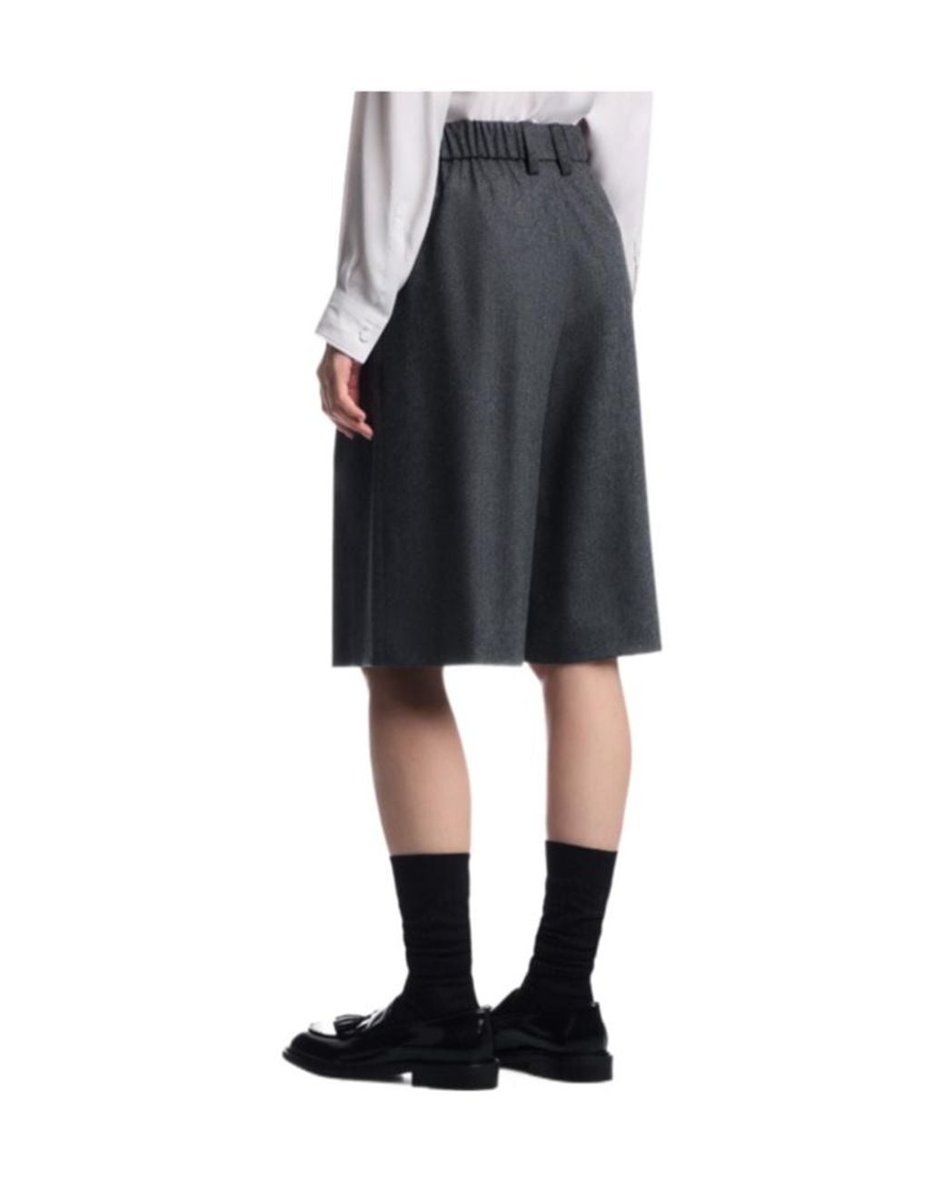 Emporio Armani Gray Wool Flannel Pleated Bermuda Shorts Signature Capsule