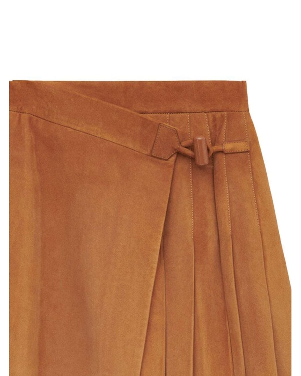 Loewe Brown Buckle Pleated Short Skirt