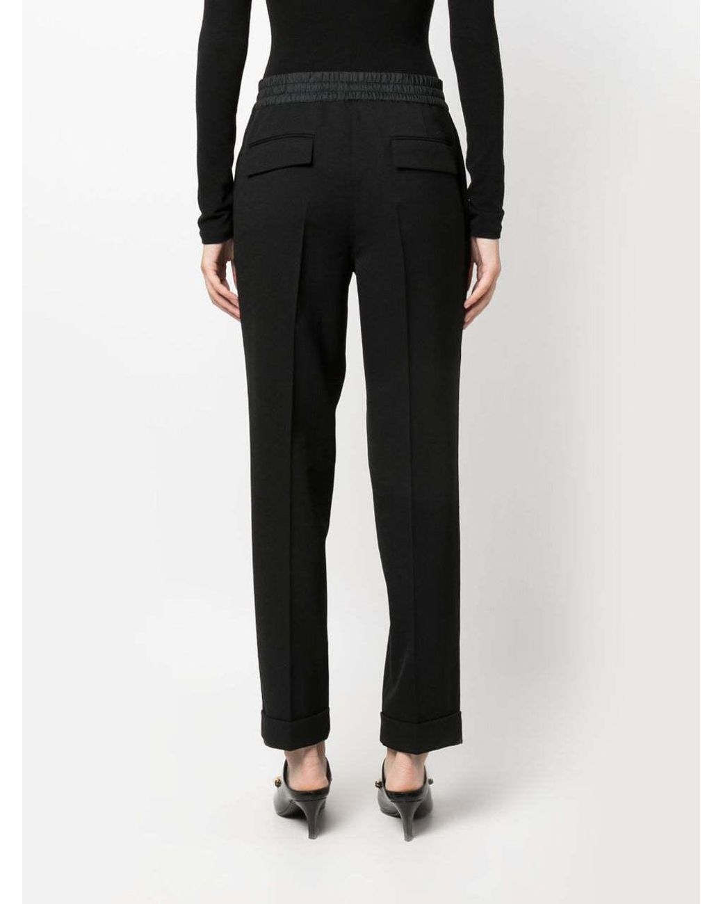 P.A.R.O.S.H. Black Mid-Rise Straight-Leg Trousers
