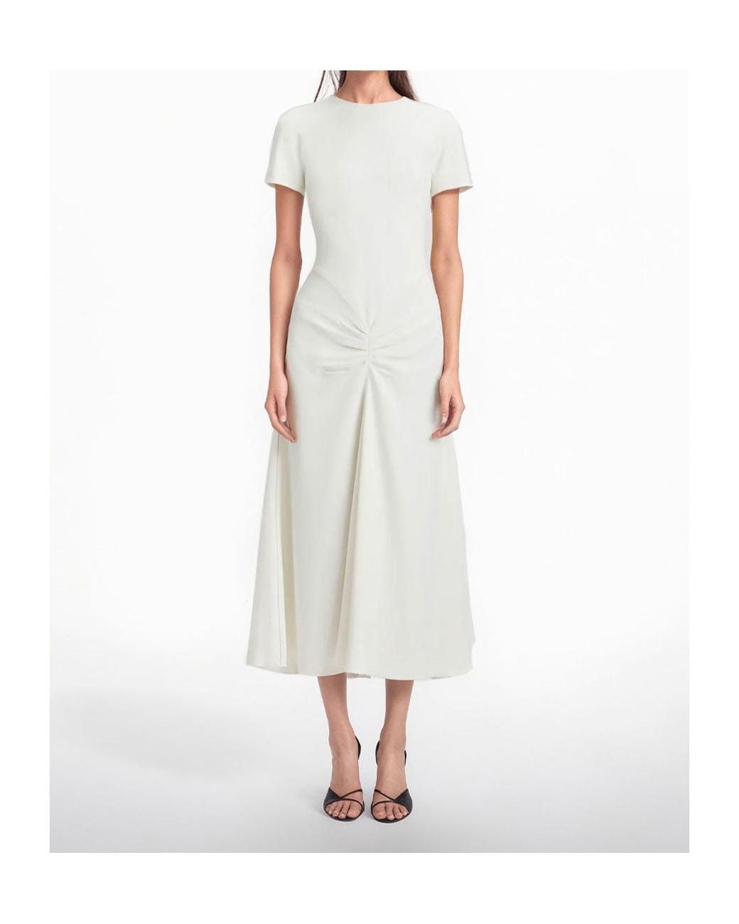 Victoria Beckham White Pleated Dress
