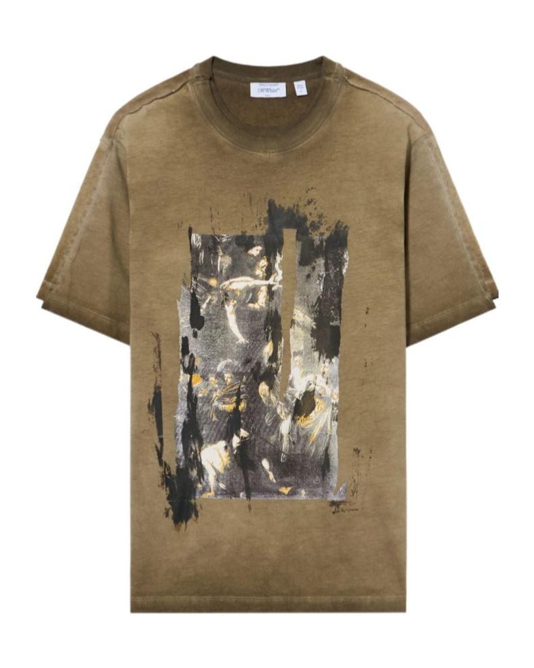 Off-White c/o Virgil Abloh Green Graphic Printed Crewneck T-Shirt for men
