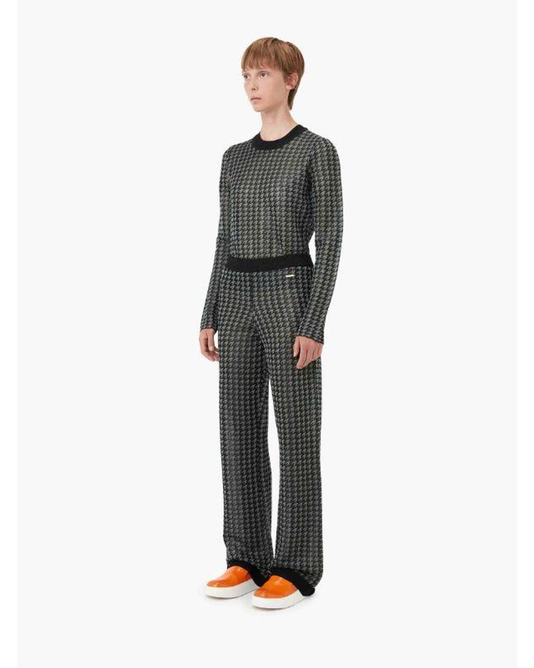 J.W. Anderson Gray Check-Pattern Logo-Plaque Trousers