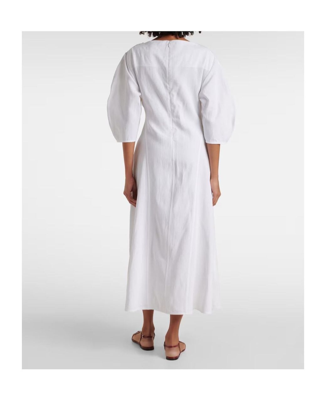 Jil Sander White Linen Midi Dress