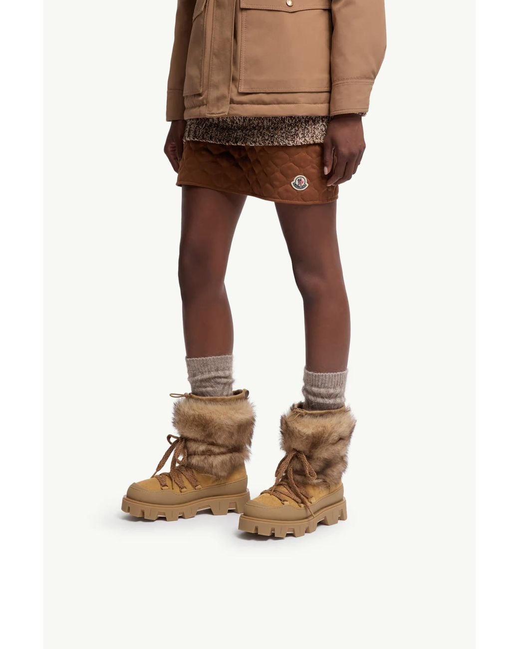 Moncler Brown Peak Après Suede Shearling Boots