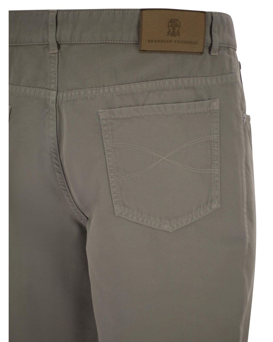 Brunello Cucinelli Gray Garment-Dyed Five-Pocket Trousers for men