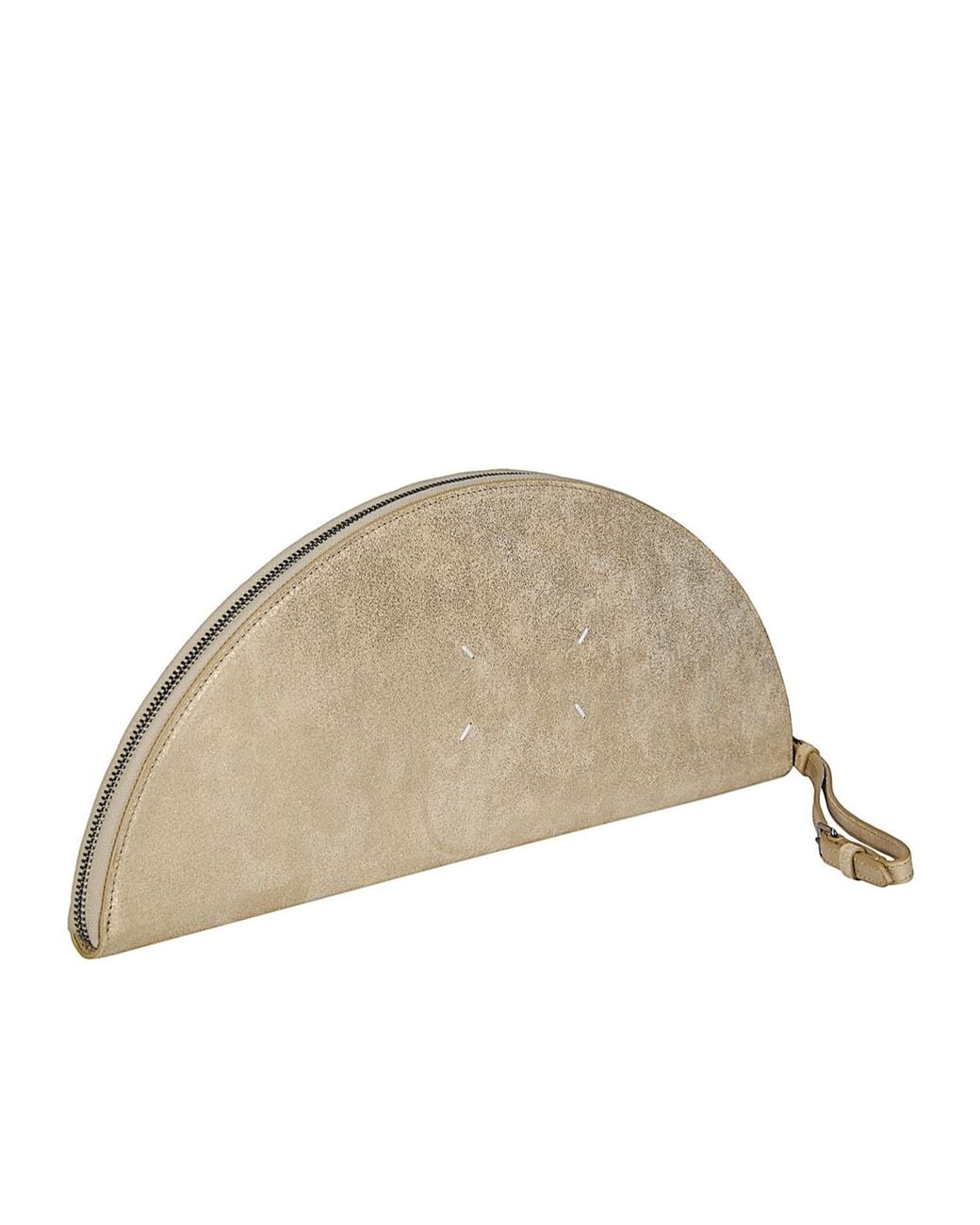 Maison Margiela Natural Halfmoon Stitched Metallic Clutch Bag