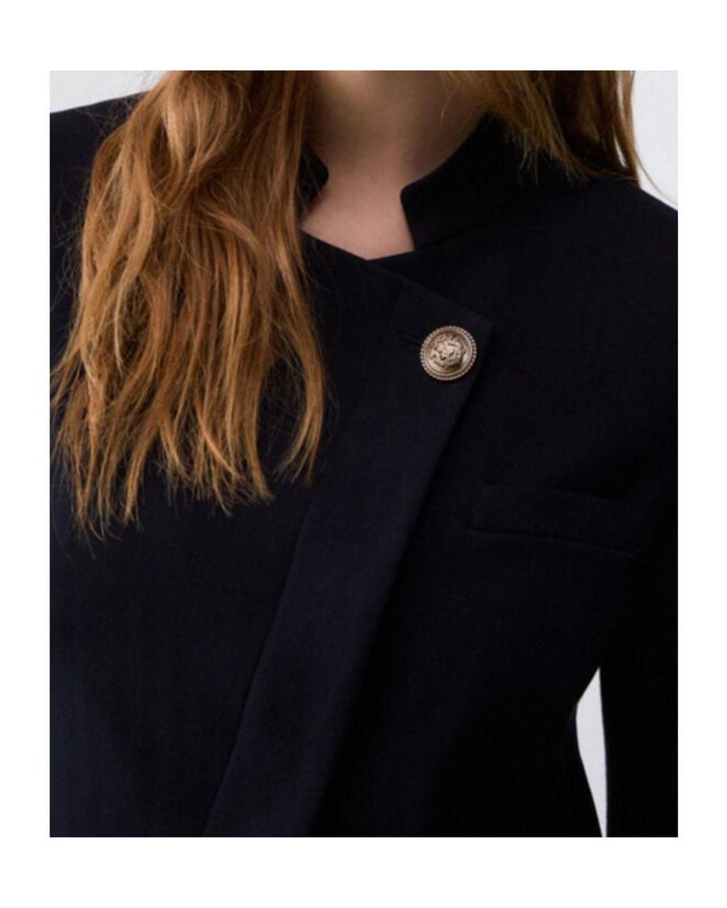 Liu Jo Blue Asymmetric Knit-Sleeve Jacket