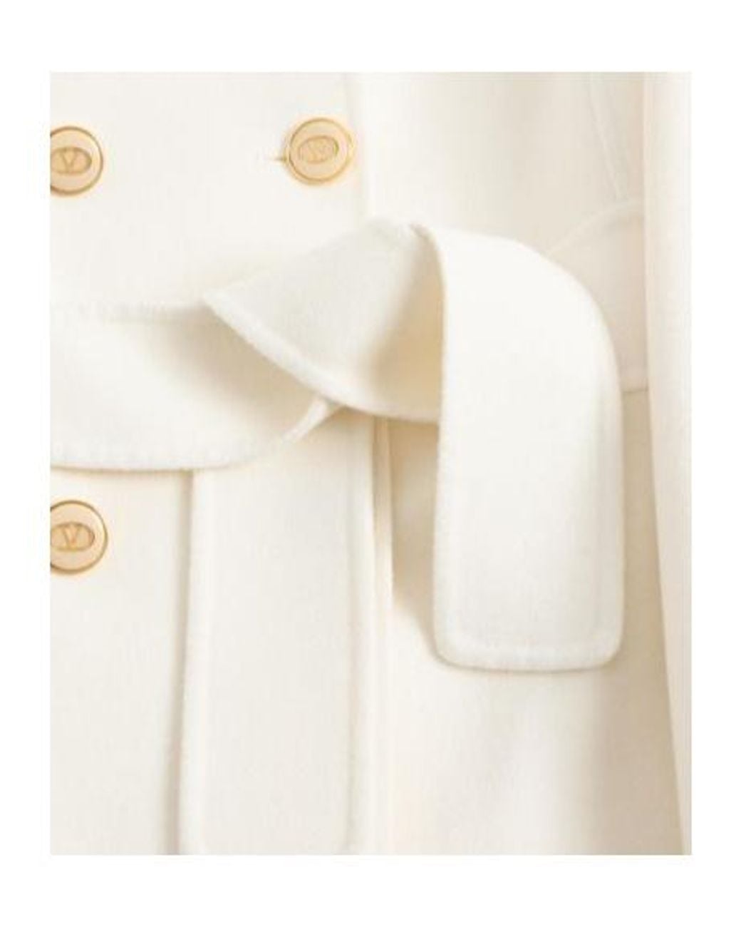Valentino White Double-Breasted High Neck Coat