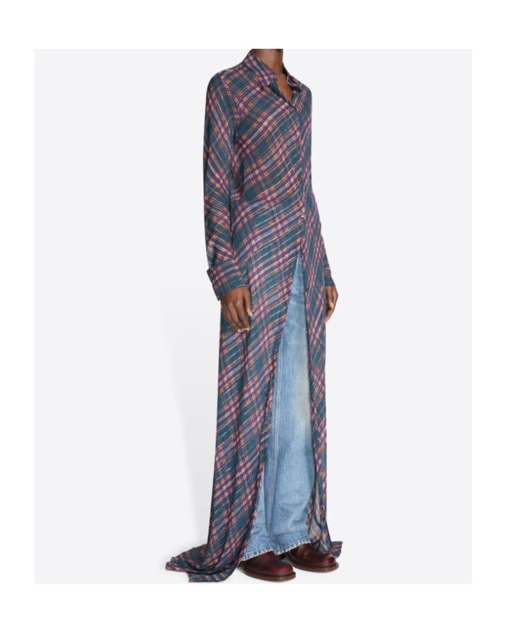 Dries Van Noten Blue Checked Midi Dress