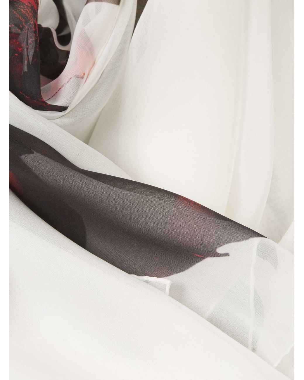 McQueen White Floral Printed Shawl