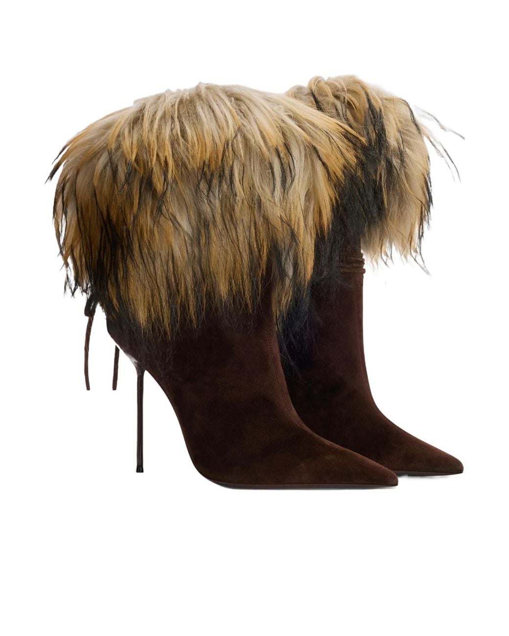 Paris Texas Brown Lidia Fur Ankle Boots